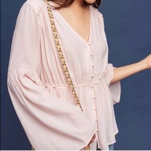 RO&DE Anthropologie Peasant Blouse Pale Pink